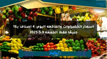 أسعار الخضراوات والفاكهة اليوم: 4 أصناف بـ16 جنيهًا فقط الجمعة 9-5-2025